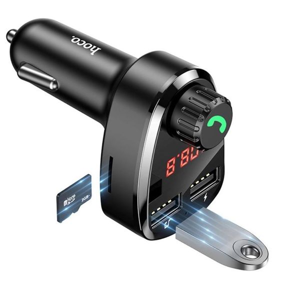 АЗП FM модулятор Hoco DE24 QC3.0 (2USB-A) Black | Зображення 3