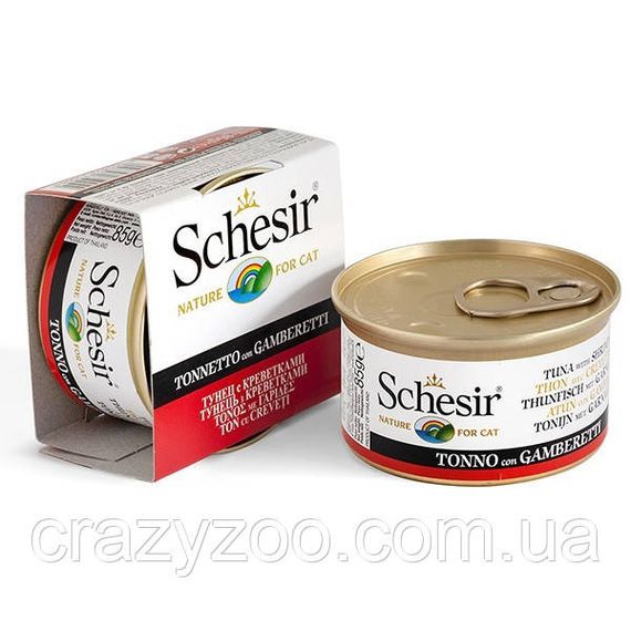 Консерва для дорослих котів Schesir Cat тунець та креветки 75 г 750044