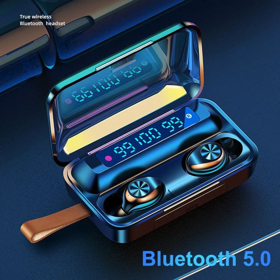 Навушники F9 TWS V5.0 Бездротові сенсорні Bluetooth з індикатором заряду чорні водонепроникні (NB-1) | Зображення 1