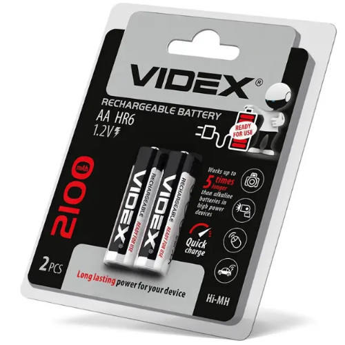 Акумулятор AA/HR06 1,2V 2100mAh (бл-2шт) Videx | Зображення 1