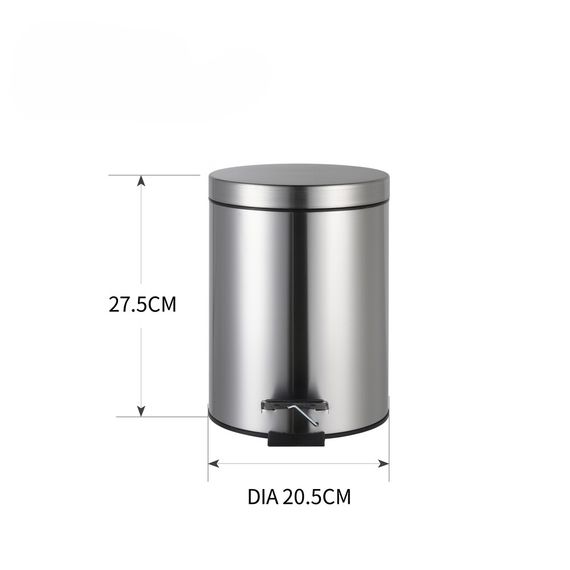 Відро для сміття з плавним закриттям кругле ZERIX SOLO-TC0205 SS COLOR 5л (колір нержавійка) (ZX5888) | Зображення 5