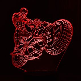 Акриловий світильник-нічник Людина-Павук мотоцикл червоний tty-n001278
