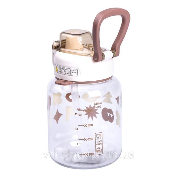 Пляшка для води дитяча 650 мл на ремінці пляшечка з трубочкою для дитини для спорту і школи Water bottle HP-14-43BR | Зображення 2