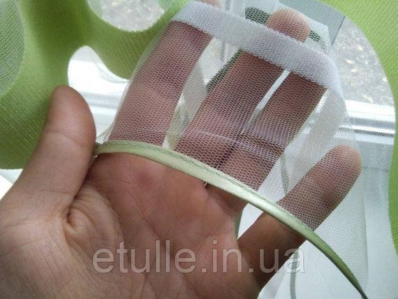 Готовая короткая тюль 300х145 см белый с зелёным | Зображення 2