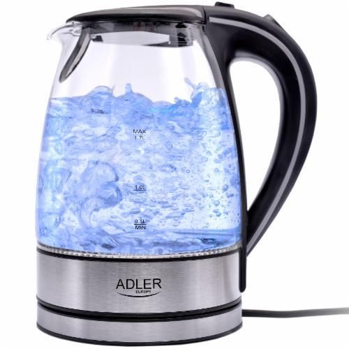 Електрочайник скляний Adler AD 1225, 1,7 л, 2200 Вт