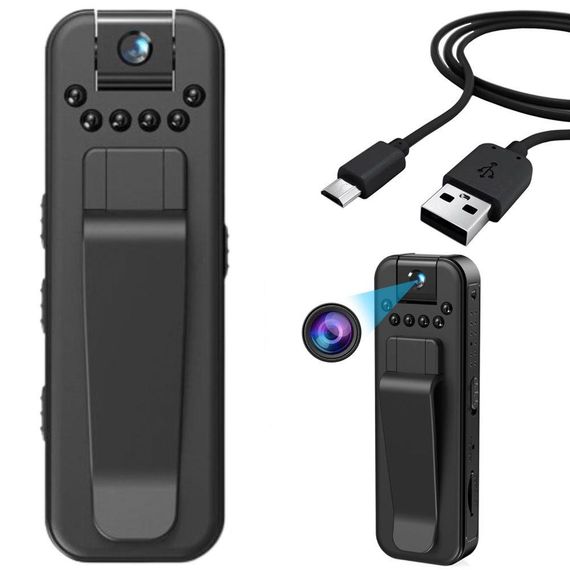 Нагрудна міні-відеокамера з нічним баченням, 1080P Full HD, NO109-110 / Універсальна боді камера з кліпсою