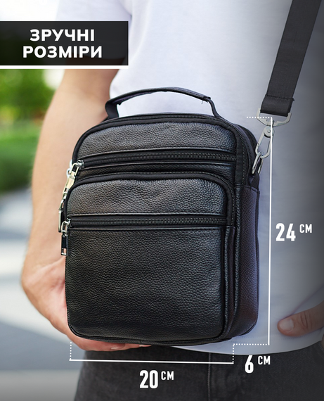 Чоловіча чорна шкіряна сумка-барсетка на кожен день Bexhill A25-228C | Зображення 3