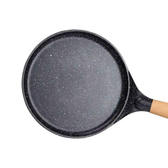 Алюмінієва млинцева сковорода з мармуровим антипригарним покриттям Ø 24 см, товсте дно MGC Black HP-4-428B | Зображення 3