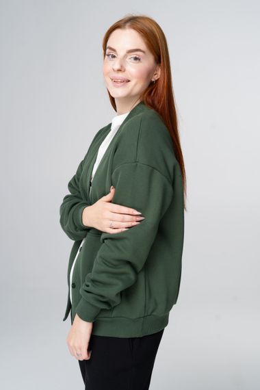 Кардиган жіночий утеплений зелений, 3XL | Зображення 1