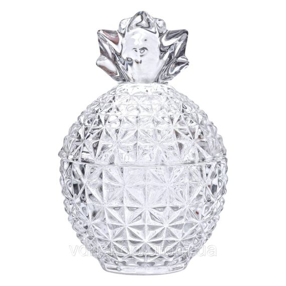 Конфетница с крышкой Ø9 см ваза конфетница стеклянная прозрачная ананас HP-4-112 | Зображення 1