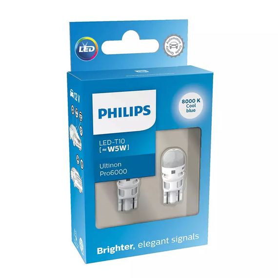 Комплект світлодіодних ламп Philips 11961XU60X2 W5W (T10) LED white Ultinon Pro6000 SI 8000 K | Зображення 2