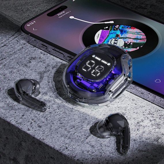 Бездротові навушники TWS T8 PRO з прозорим кейсом Вакуумний LED цифровий дисплей HZ-946 Bluetooth 5.3 | Зображення 1