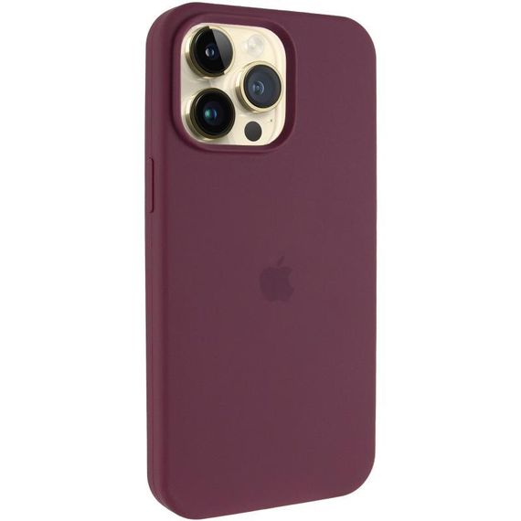 Чохол Silicone Case (AA) Logo with MagSafe для Apple iPhone 14 Pro (6.1") Бордовий / Plum