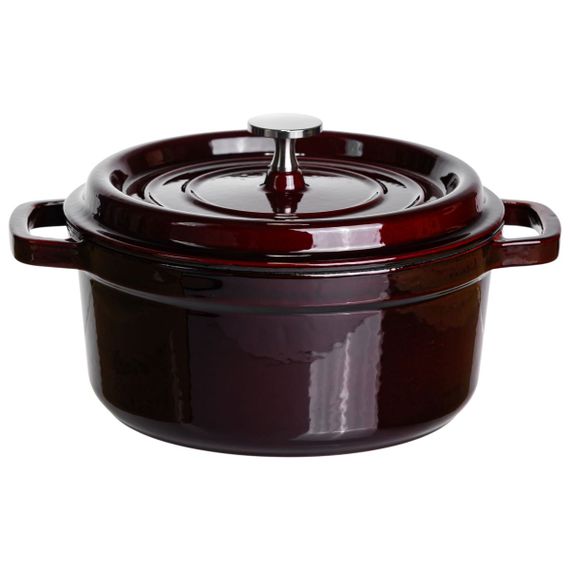 Кокотниця чавунна емальована 2,5 л, бургунді Yiwu HP-FLG-9 burgundy