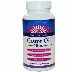 Покращення роботи кішківника Heritage Products Castor Oil 725 mg 60 Veg Caps HRP-30150