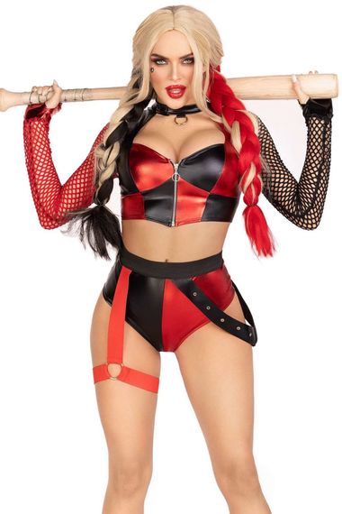 Эротический костюм Leg Avenue Crime Spree Sweetie Costume Черно-красный XS