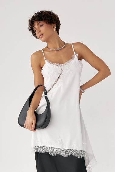 Сатинова майка з мереживом - білий цвет, ONE SIZE (є розміри)