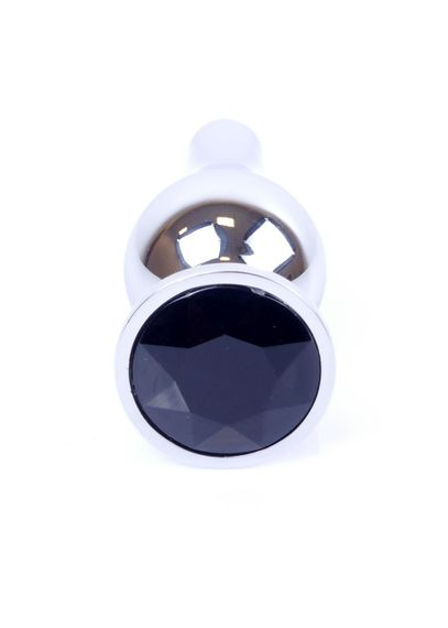 Анальна пробка - Jewellery Silver Long Plug Black | Зображення 1