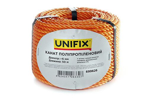 Канат полипропиленовый 6мм 50м UNIFIX