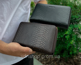 Клатч на дві блискавки з фактурною натуральною шкірою MC-086-5902С