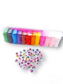 Набор лёгкого воздушного пластилина с глазками 12 цветов 130 г