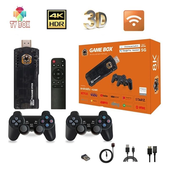 Игровая ТВ приставка Game Box 8K 8X M98 Smart TV Stick 64GB геймстик с геймпадами + 10000 встроенных игр | Зображення 4