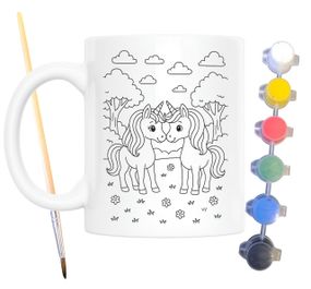 Набор для творчества кружка раскраска Единороги в лесу 330 мл белая (КР0136)