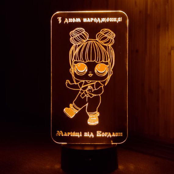 Акриловый светильник-ночник кукла ЛОЛ (L.O.L) желтый tty-n000383