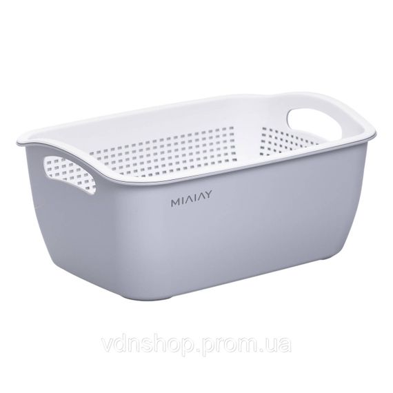 Кошик-друшлак 2 в 1 для миття овочів, фруктів і зелені 32×23×13 (см) Білий HP-45-5W | Зображення 2