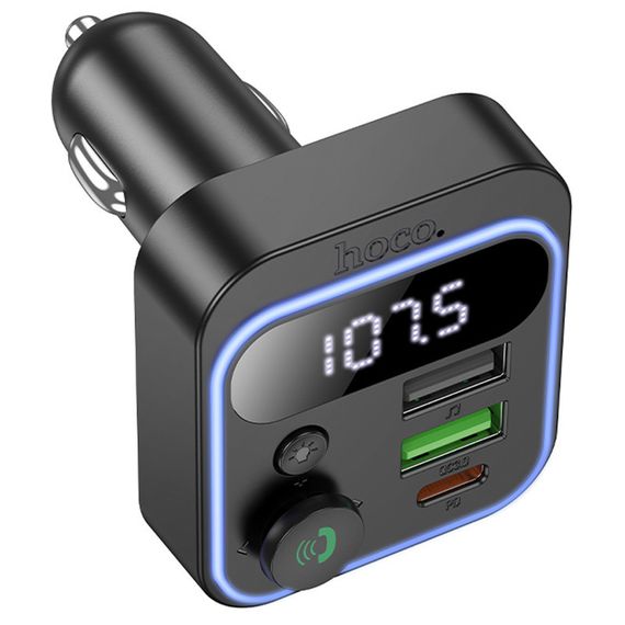 АЗП FM модулятор Hoco E85 Tiger PD20W+QC3.0 (2USB-A/1C) Black | Зображення 2
