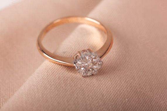 Кольцо из желтого и белого золота с бриллиантами 18.5 | Зображення 8