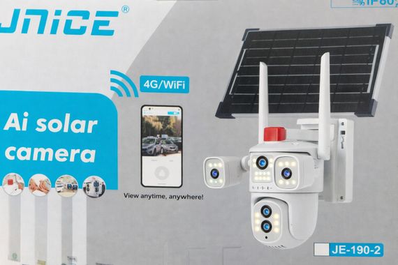 Видеокамера  4G IP66 4G 12mp (JE-190-2)  4 экранные 360-градусные камеры IP-камера четыре объектива Белая | Зображення 1