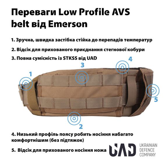 Тактичний пояс для розвантаження Low Profile AVS Emerson - товар для носіння спорядження без зайвого обсягу. | Зображення 8