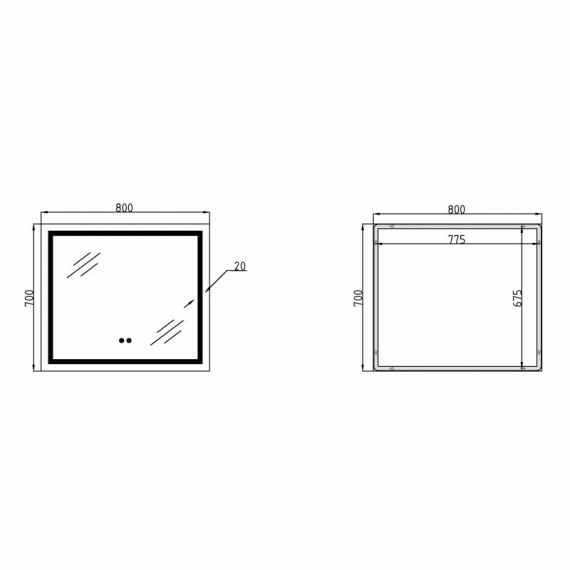 Дзеркало Qtap Mideya (MI1) 800х700 з LED-підсвічуванням Touch, з антизапотіванням, з димером QT2078NCF8070W | Зображення 1