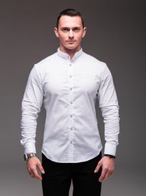 Мужская рубашка с воротником стойка и длинным рукавом на пуговицах RA1839 цвет белый, размер XL