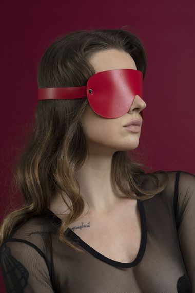 Маска на глаза Feral Feelings – Blindfold Mask, натуральная кожа, черная, Красный | Зображення 1