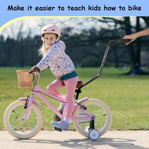 Ручка-держатель для обучения езде на детском велосипеде толкатель для балансировки беговела алюминиевый черный | Зображення 5