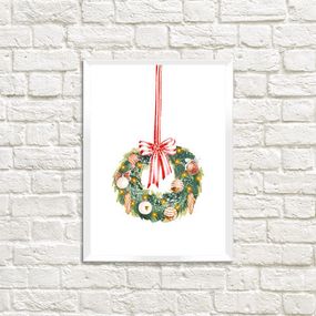 Постер в рамці Різдвяний вінок 21х30см, A4 (WMT4_23NY022_WH)