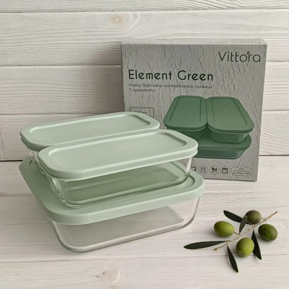 Набір контейнерів харчових Vittora Element Green VT-161015 3 предмети зелений | Зображення 2