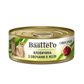 Basttet'o Original для кошек Говядина с овощами в желе, жб 85 г
