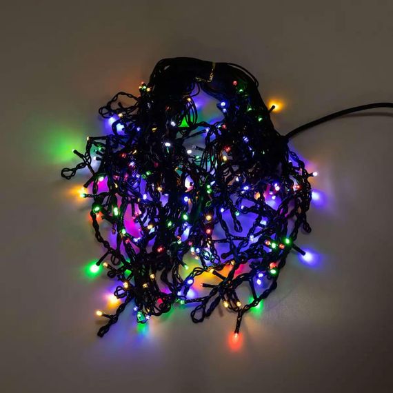 Вулична гірлянда бахрома 12(м) 200 led світлодіодів зовнішня мультиколор чорний дріт | Зображення 9