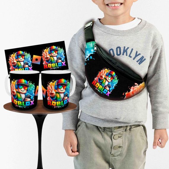 Набор: детская сумка-бананка+кружка Роблокс "Roblox" 32х15см,бананка для мальчика через плечо (00950)