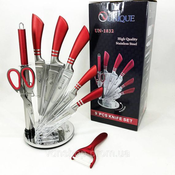Хороші кухонні ножі для побутового використання UNIQUE UN-1832 9 шт, Сталеві кухонні ножі MJ-95 | Зображення 5