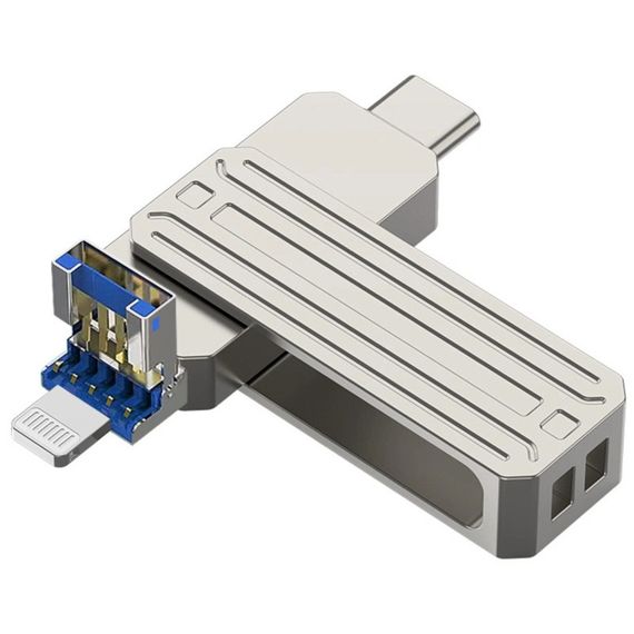 Флеш-накопитель WIWU Wi-FD001 3in1 (USB-A/C/L) USB 3.0 — 32GB Silver | Зображення 4