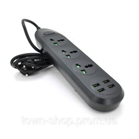 Сетевой фильтр ТВ-Т16mini, 3 розетки + 4 USB, 2 м, сечение 3х0,75мм, 3000W, Black, Box
