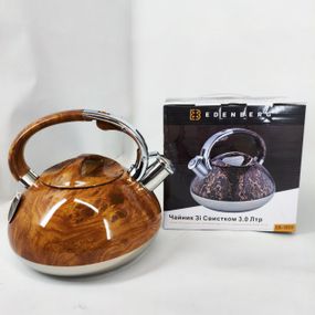 Чайник для газовой комфорки, Чайник из нержавейки с бакелитовой ручкой на три литра для плиты VU-79