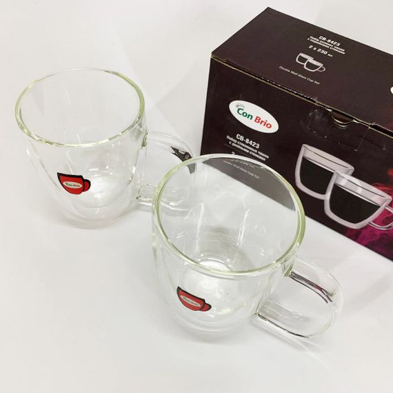 Кружки стеклянные с двойным дном, Набор подарочных чашек из стекла, Набор чашек с двойным стеклом RG-98 | Зображення 1