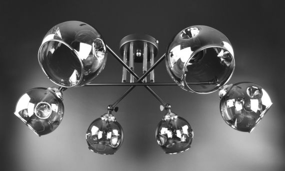 Люстра стельова на 6 лампочок 26168 Чорний 25х72х72 см. | Зображення 1