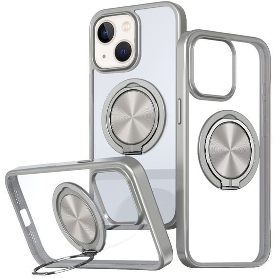 TPU+PC чохол Metal Ring with MagSafe для Apple iPhone 15 (6.1") Сірий