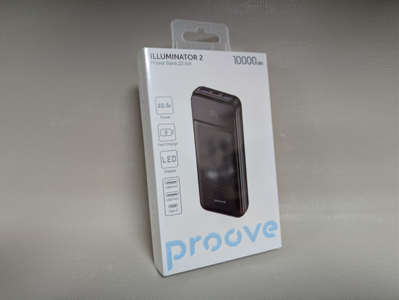 Павербанк Proove Illuminator 2 10000mAh 22.5W, швидка зарядка, чорний